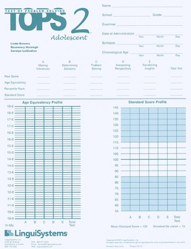 TOPS-2:ADOLESCENT TEST FORMS (20)