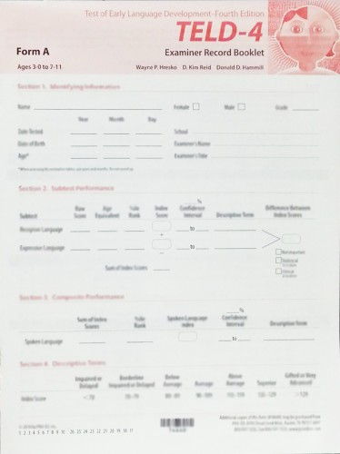TELD-4 PROFILE/EXAMINER RECORD BOOKLET FORM A (25)