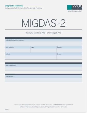 MIGDAS-2 INDIVIDUALS /W LIMITED TO NO VERB FLUENCY FORM (5)
