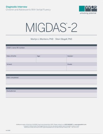 MIGDAS-2 CHILDREN & ADOLESCENTS /W VERB FLUENCY FORM (5)