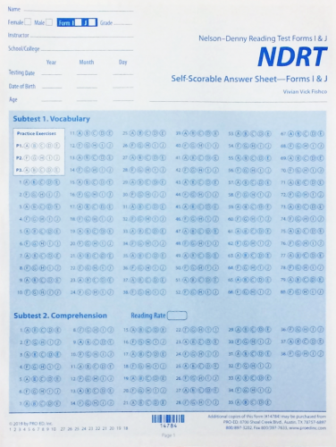 Nelson Denny Score Chart