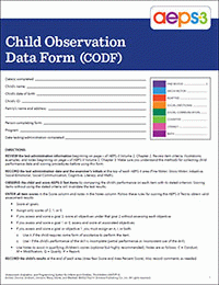 AEPS-3 CHILD OBSERVATION DATA FORM (CODF) (5-PACK)