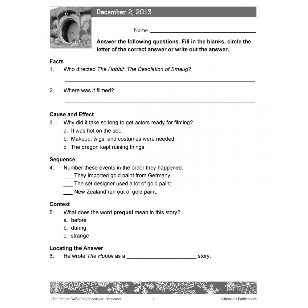 DAILY COMPREHENSION 21ST CENTURY DECEMBER